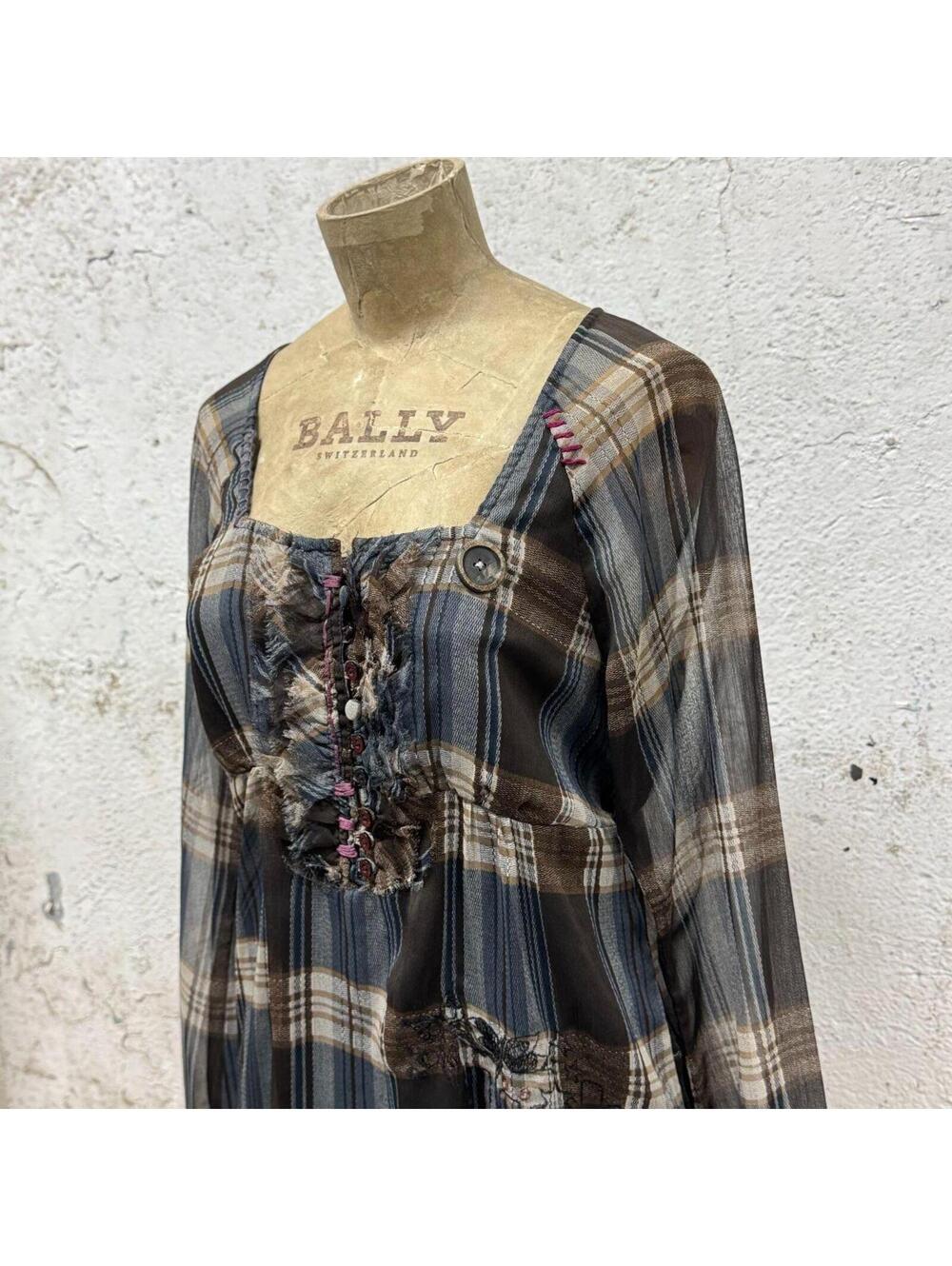 Vintage Desigual Archival "Grunge-Coquette" Plaid Mini Dress - Picture 6 of 8